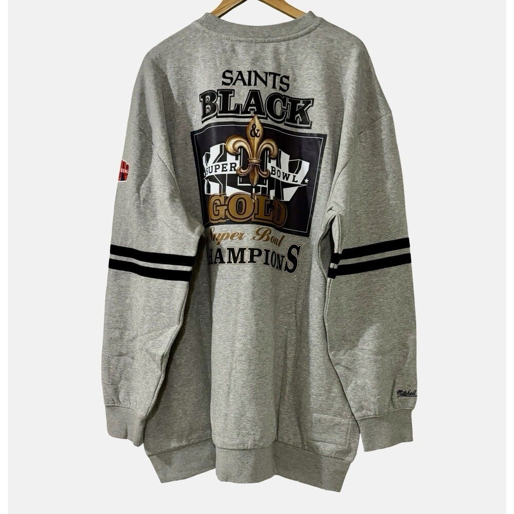 Mitchell & Ness Heather Gray New Orleans Saints Big & Tall Sweatshirt 4X NWT - Picture 11 of 11
